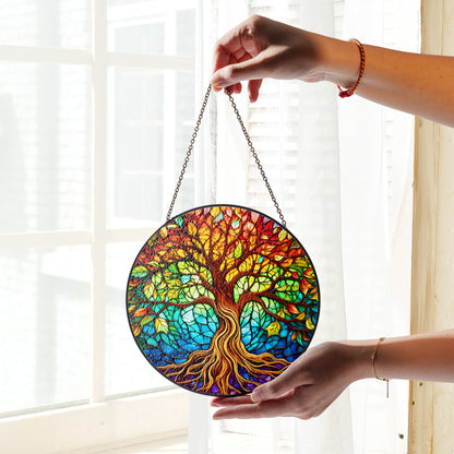 Yggdrasil Rainbow - Viking Stained Glass Hanging Ornament