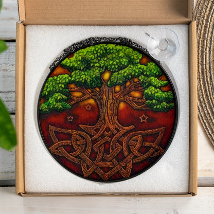 Celtic Yggdrasil - Viking Stained Glass Hanging Ornament