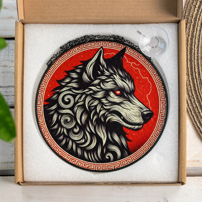 Fenrir's Fury - Viking Stained Glass Hanging Ornament