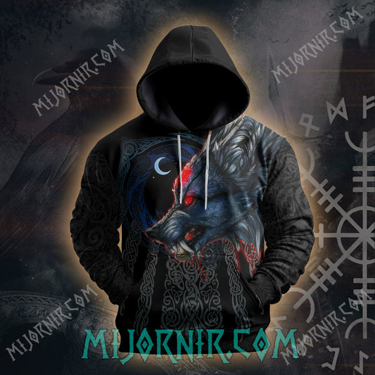 Viking Wolf Hoodie - All Over Print