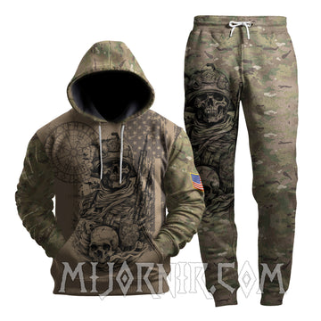 Valhalla's Guardian Skull Camo - Viking Hoodie Set