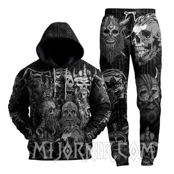 Viking Cool Pattern Black Style - Viking Hoodie Set