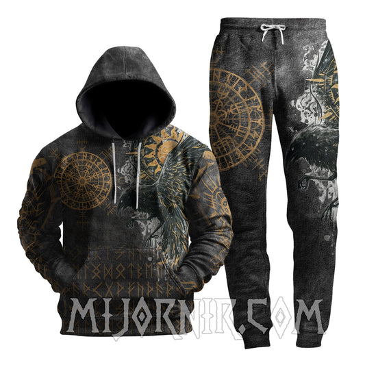 Black Raven of Odin - Viking Hoodie Set