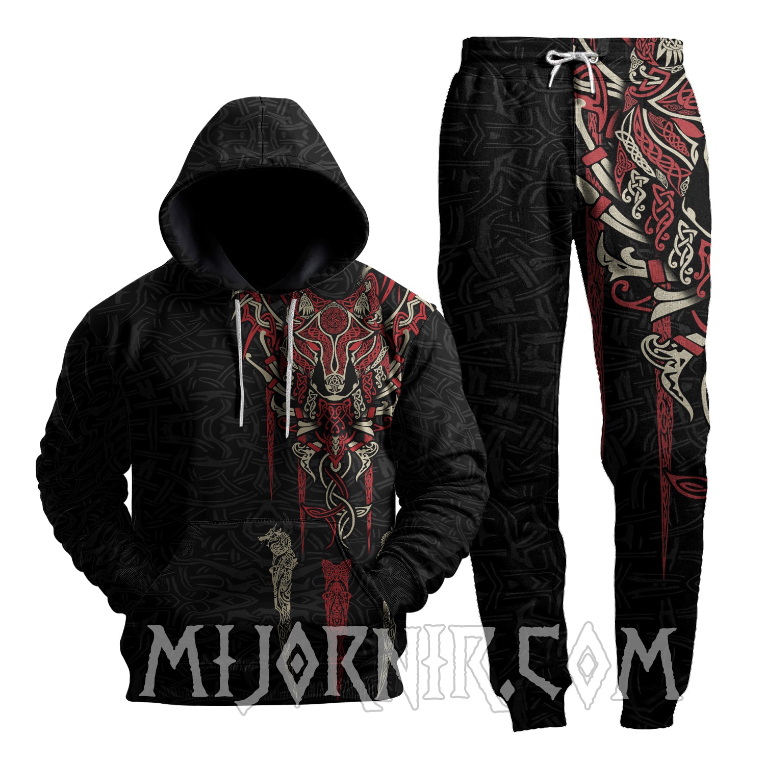 Viking Fenrir Wolf Head Norse Celtic  - Viking Hoodie Set