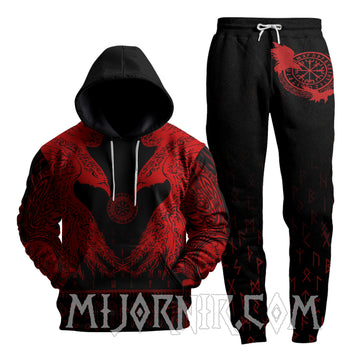 Fiery Raven Viking - Viking Hoodie Set