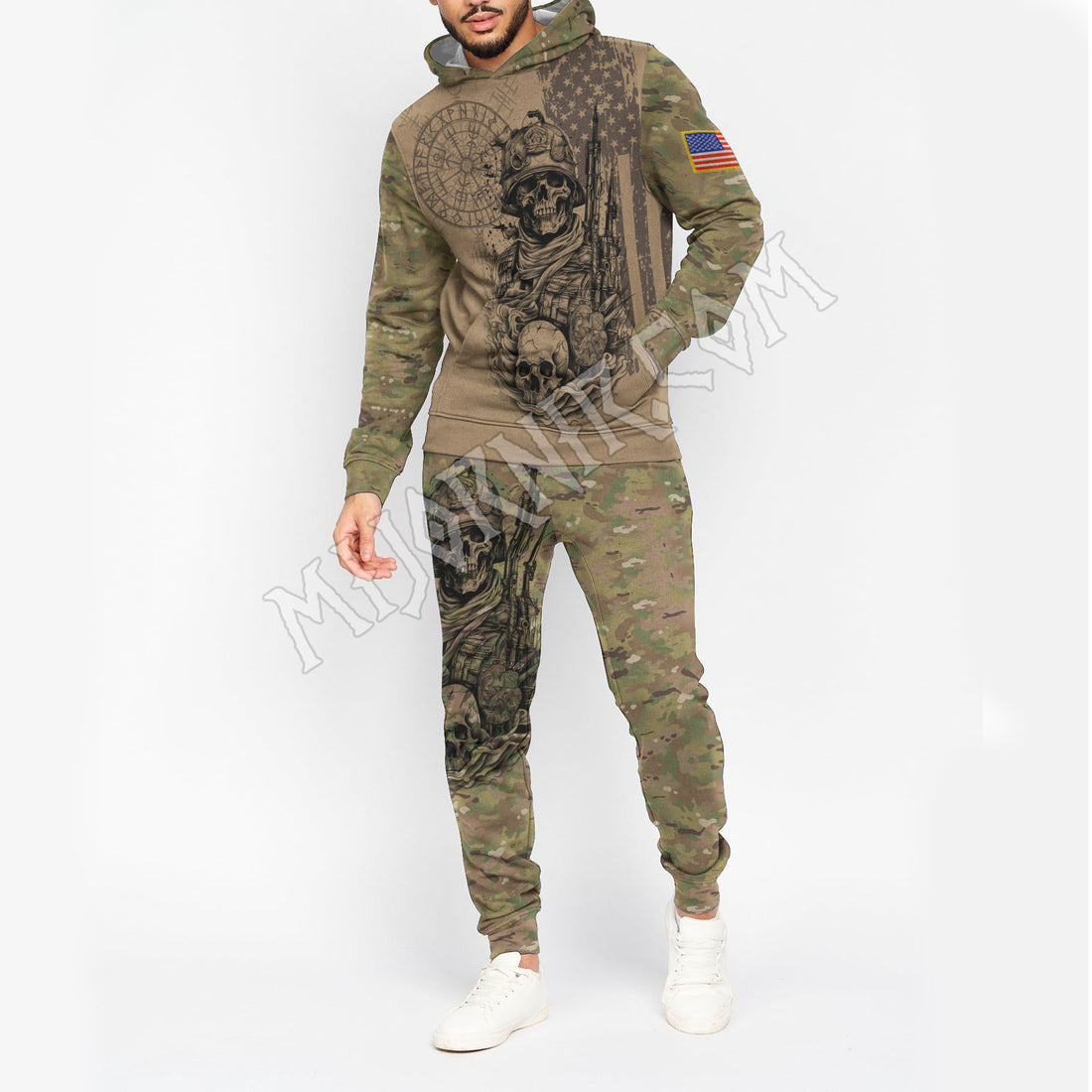 Valhalla's Guardian Skull Camo - Viking Hoodie Set