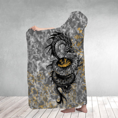 Golden Jormungandr - Viking Hooded Blanket