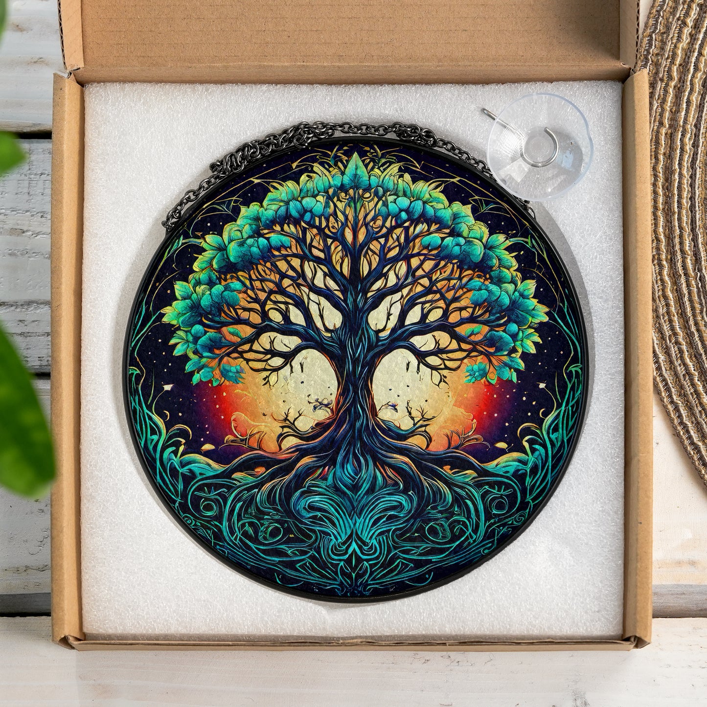 Celestial Yggdrasil - Viking Stained Glass Hanging Ornament