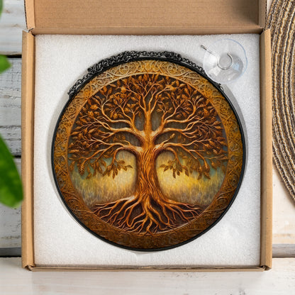 Yggdrasil Eternal - Viking Stained Glass Hanging Ornament