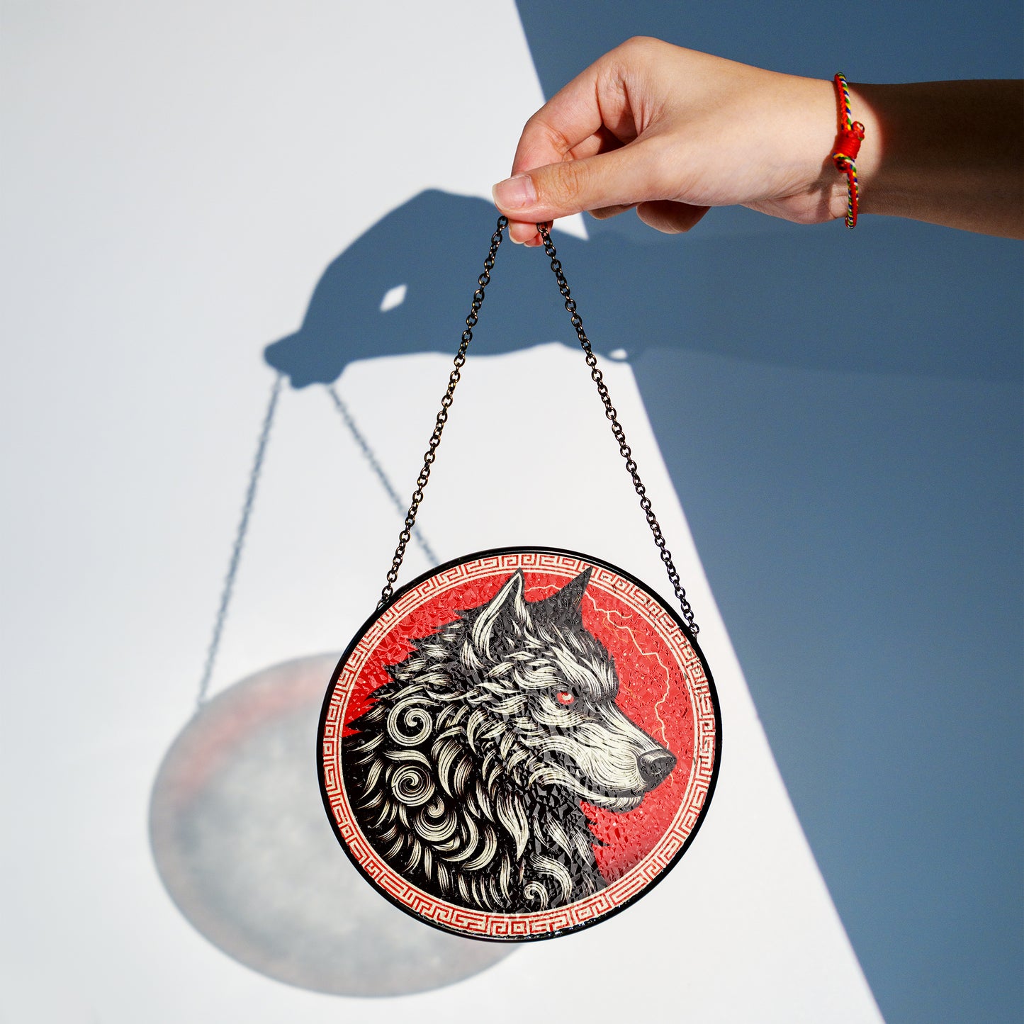 Fenrir's Fury - Viking Stained Glass Hanging Ornament