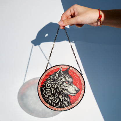 Fenrir's Fury - Viking Stained Glass Hanging Ornament