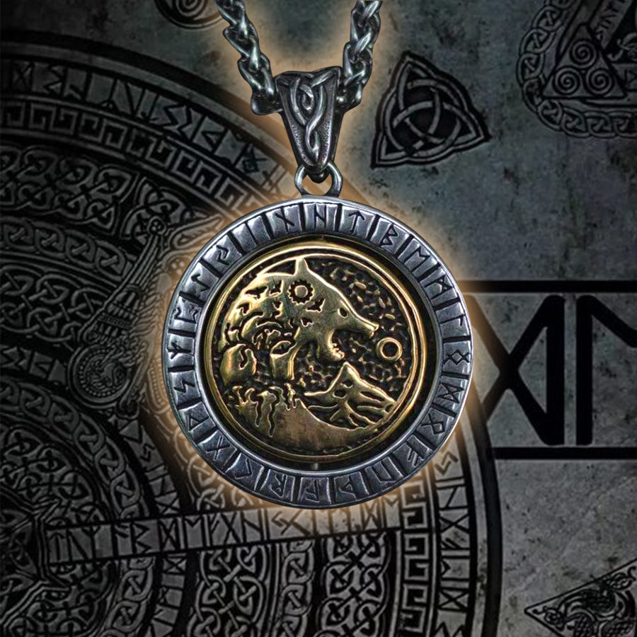 Fenrir Wolf Runic Necklace