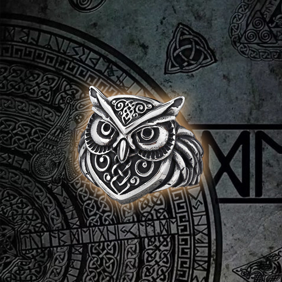 Norse Rune Owl Ring