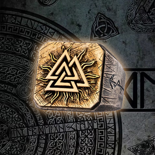 Silver Nordic Valknut Ring