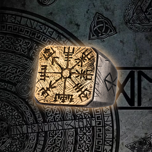 Silver Handmade Vegvisir Runic Ring