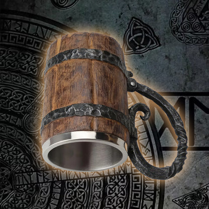 Viking Wooden Barrel Beer Mug