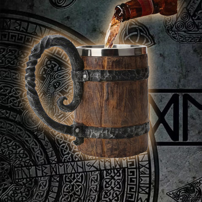 Viking Wooden Barrel Beer Mug