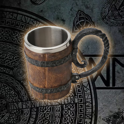 Viking Wooden Barrel Beer Mug