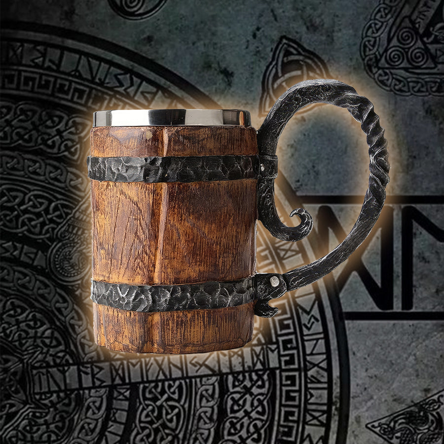 Viking Wooden Barrel Beer Mug