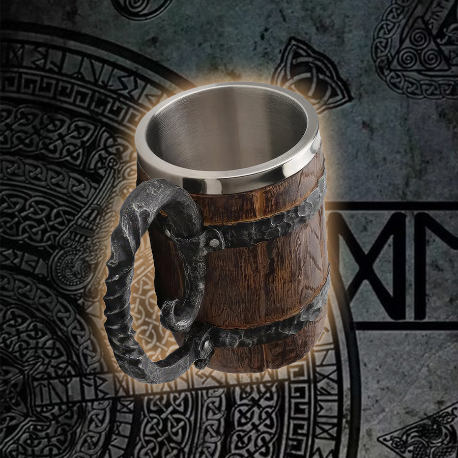 Viking Wooden Barrel Beer Mug