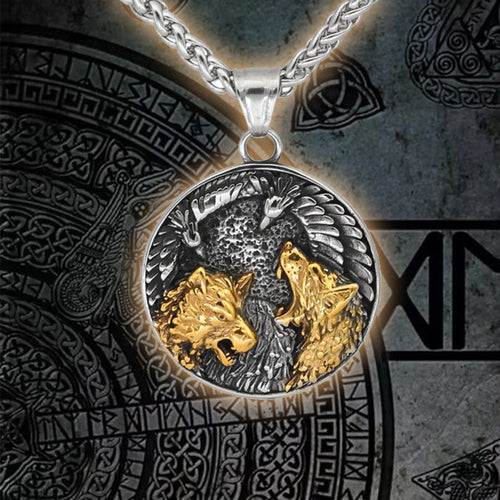 Odin's Wolves & Ravens Pendant