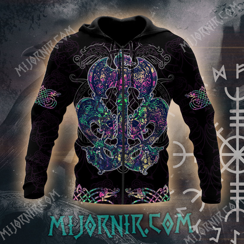 Viking Axe & Dragon Hoodie - All Over Print