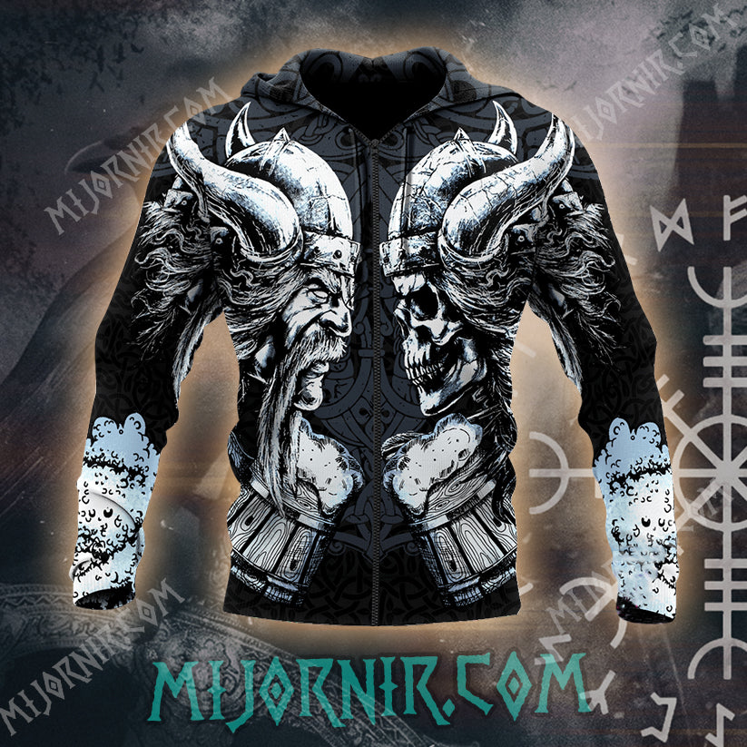 Viking Warrior & Skull Hoodie - All Over Print