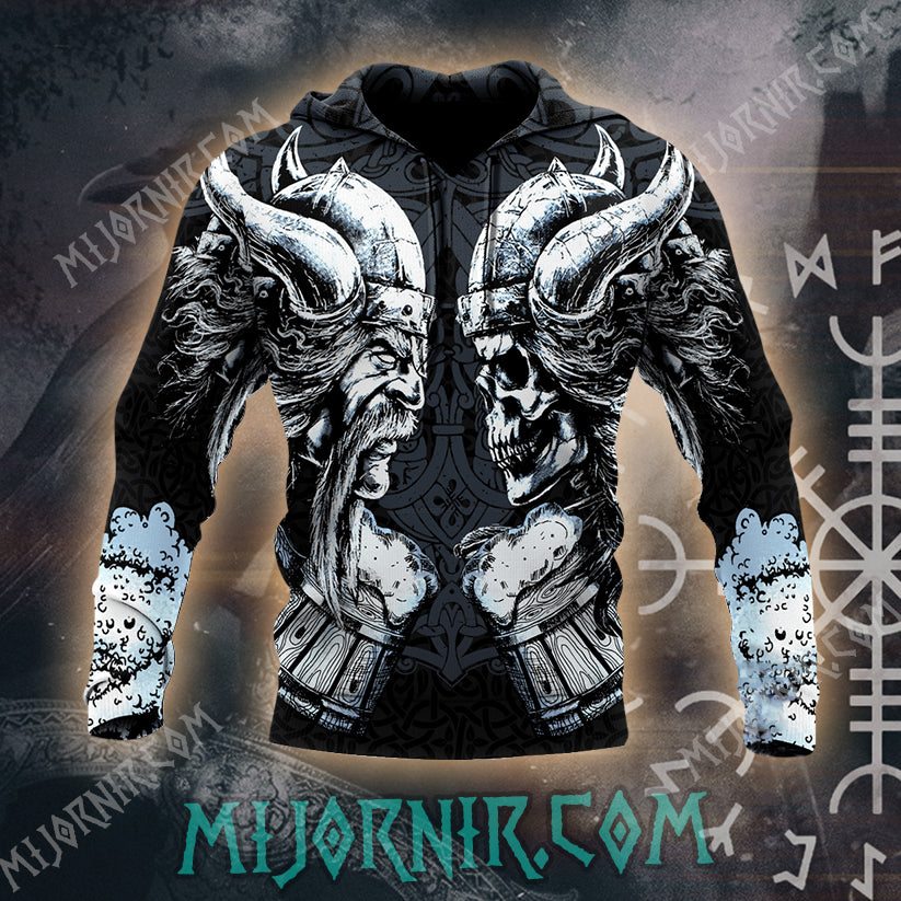 Viking Warrior & Skull Hoodie - All Over Print