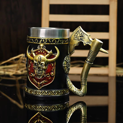 Viking Tomahawk Skull Mug