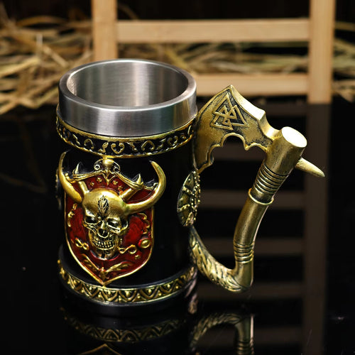 Viking Tomahawk Skull Mug