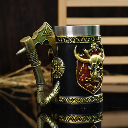 Viking Tomahawk Skull Mug