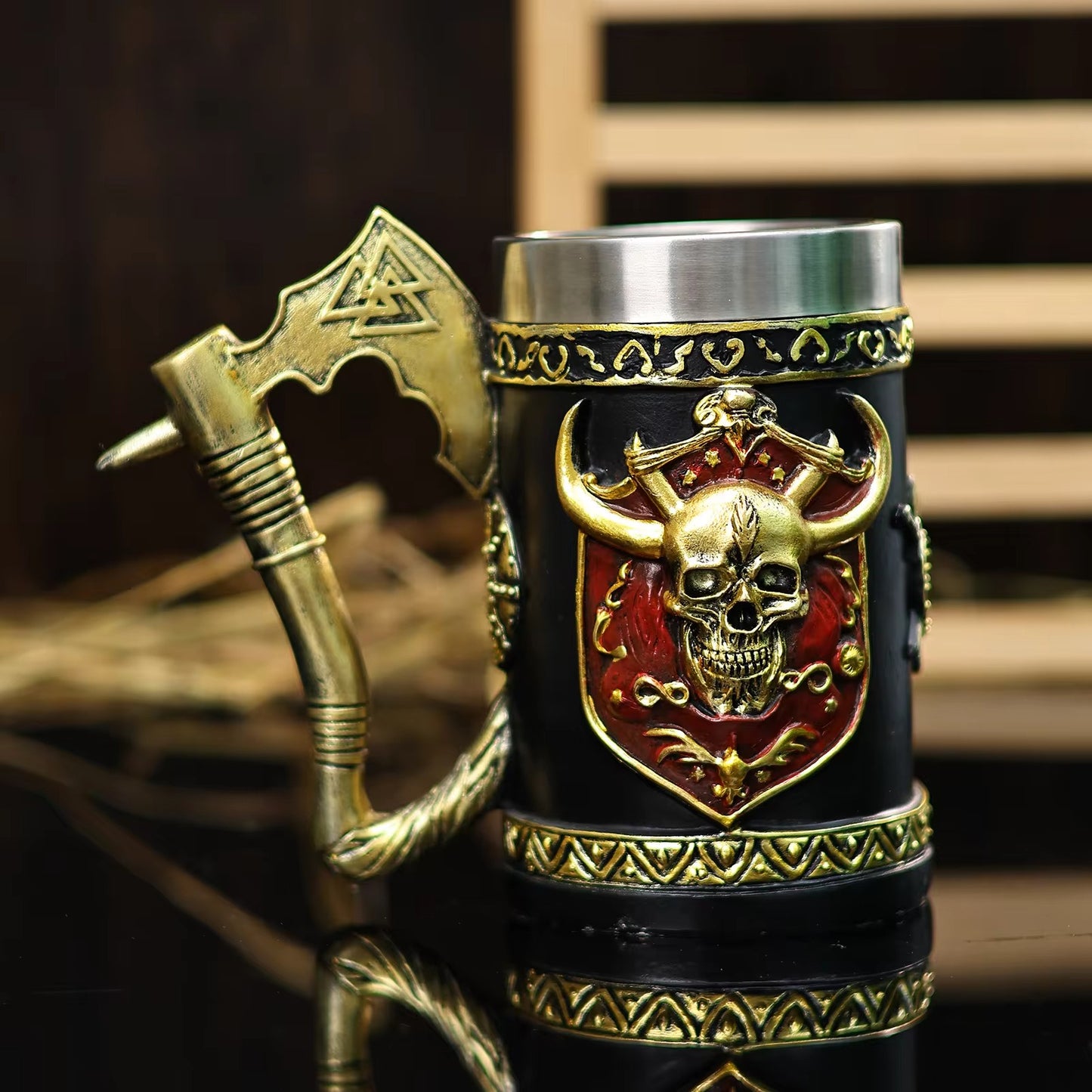 Viking Tomahawk Skull Mug