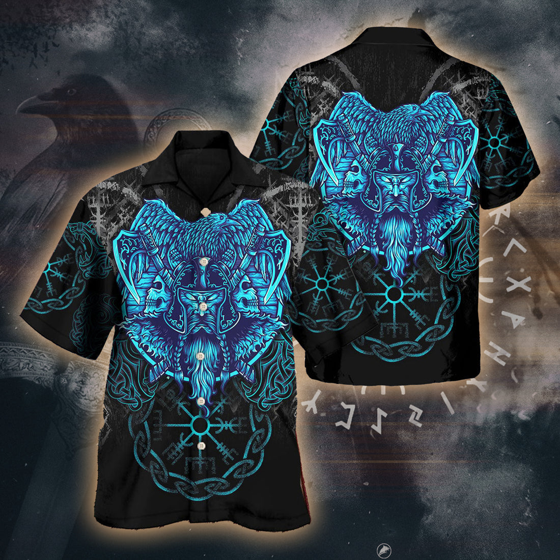 Viking King Blue Art – Hawaii Shirt