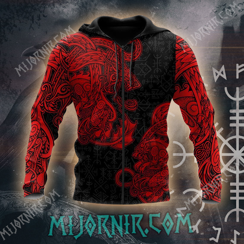 Red Norse Dragon Hoodie - All Over Print