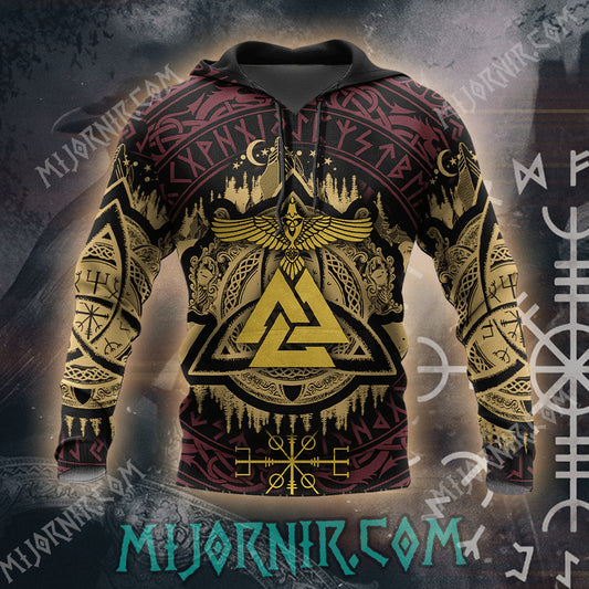 Valknut & Raven Hoodie - All Over Print