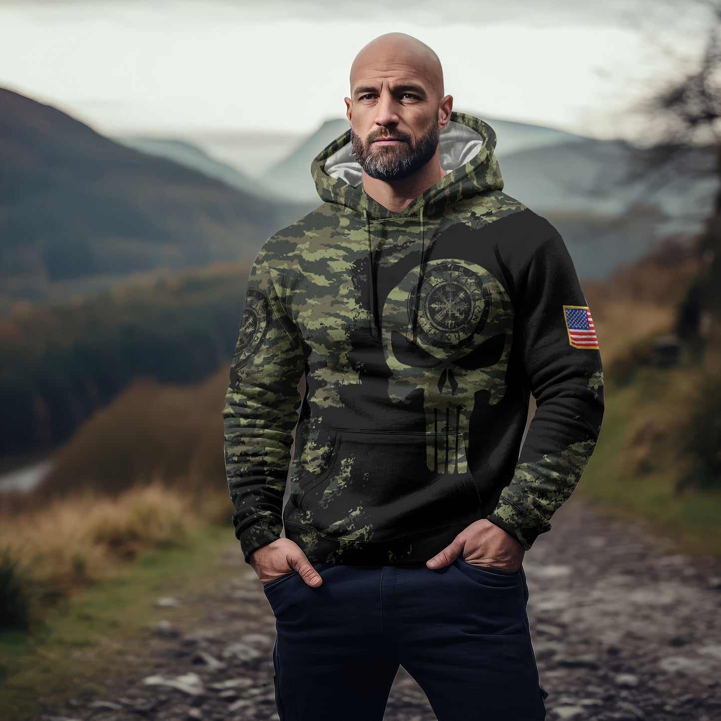 Skull of Valhalla Camo - Viking Hoodie Set