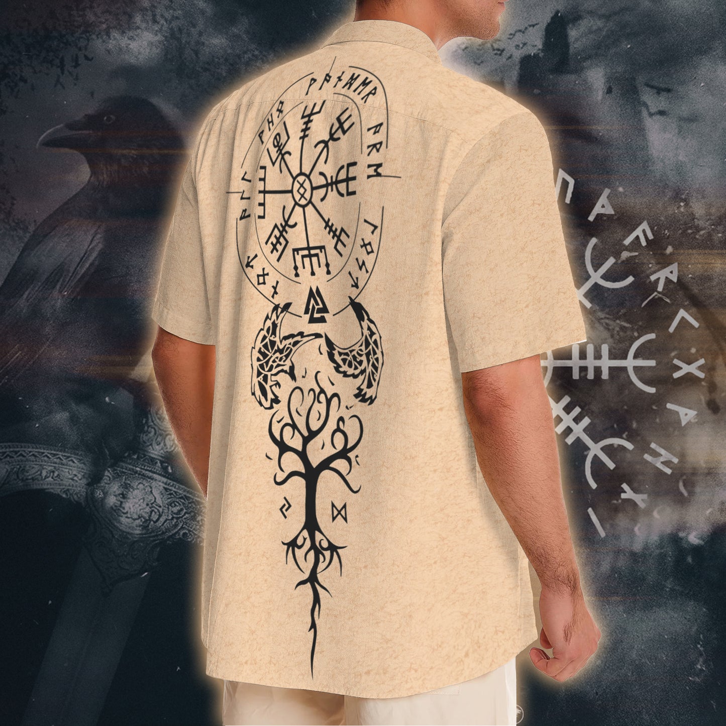 Norse Raven Line Art Viking Hawaii Shirt