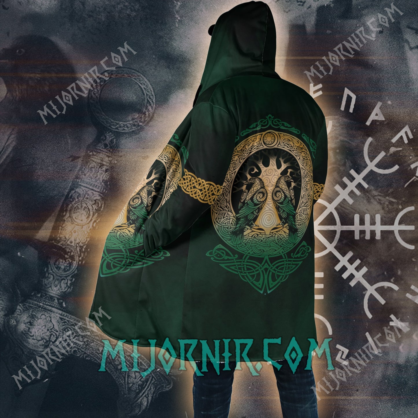 Yggdrasil & Ravens - Viking Hooded Cloak