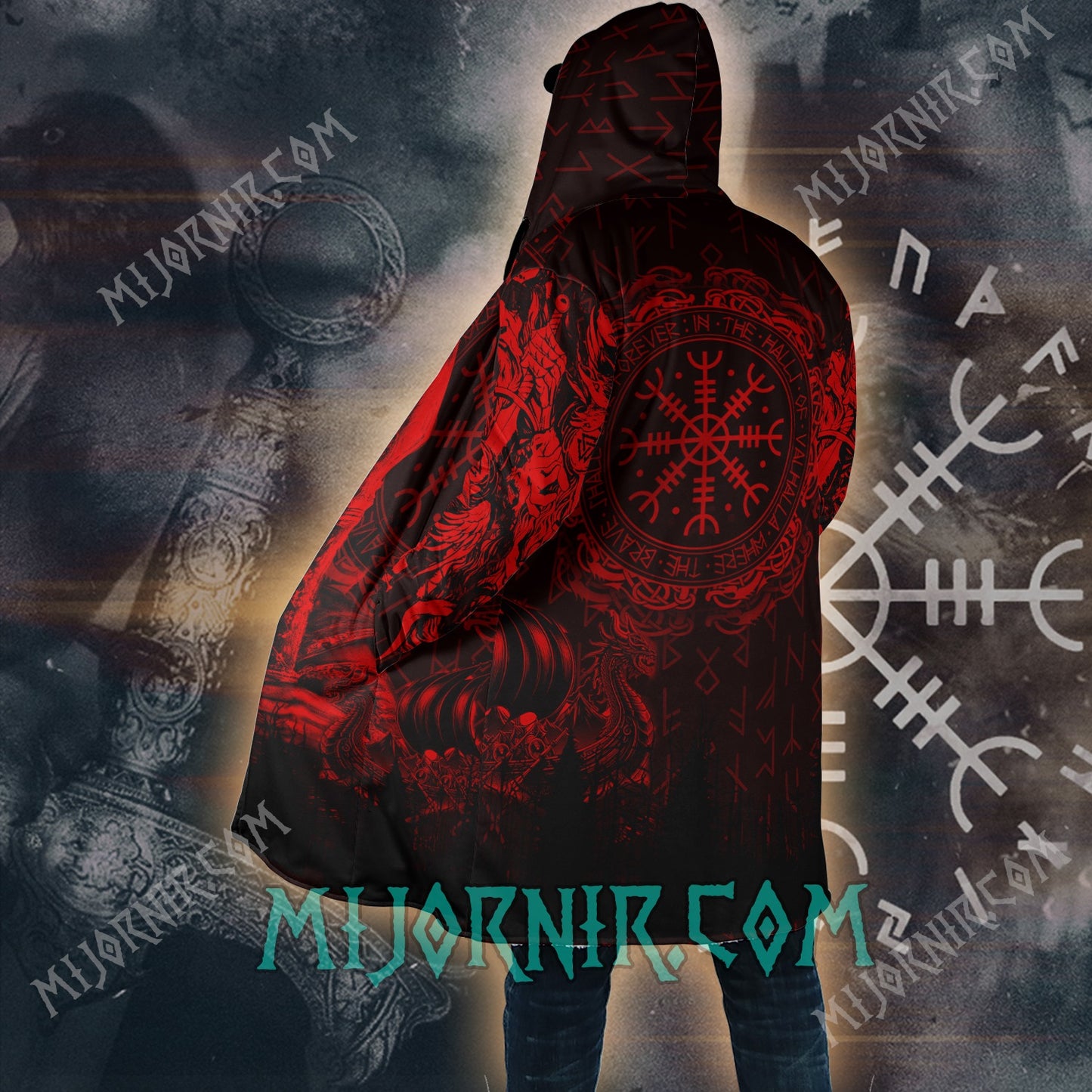 Helm of Awe & Valhalla Calling - Viking Hooded Cloak