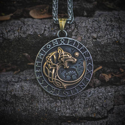 Fenrir Wolf Runic Necklace