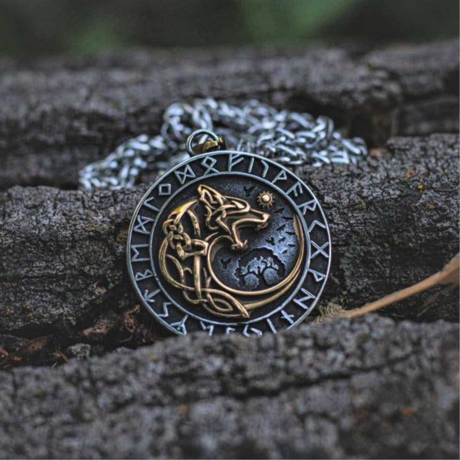 Fenrir Wolf Runic Necklace