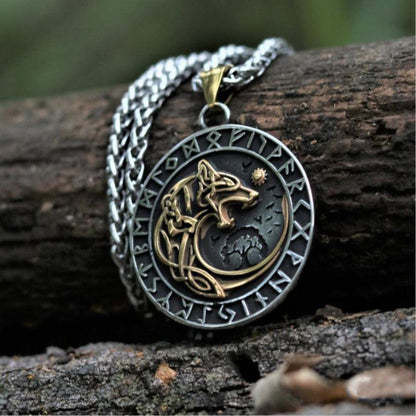 Fenrir Wolf Runic Necklace