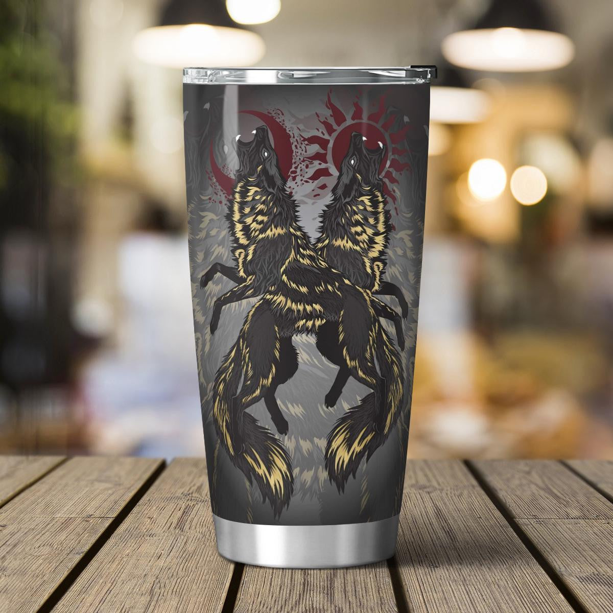 Hati and Skoll - Heathen Tumbler - Viking Tumbler - Myvikinggear Store