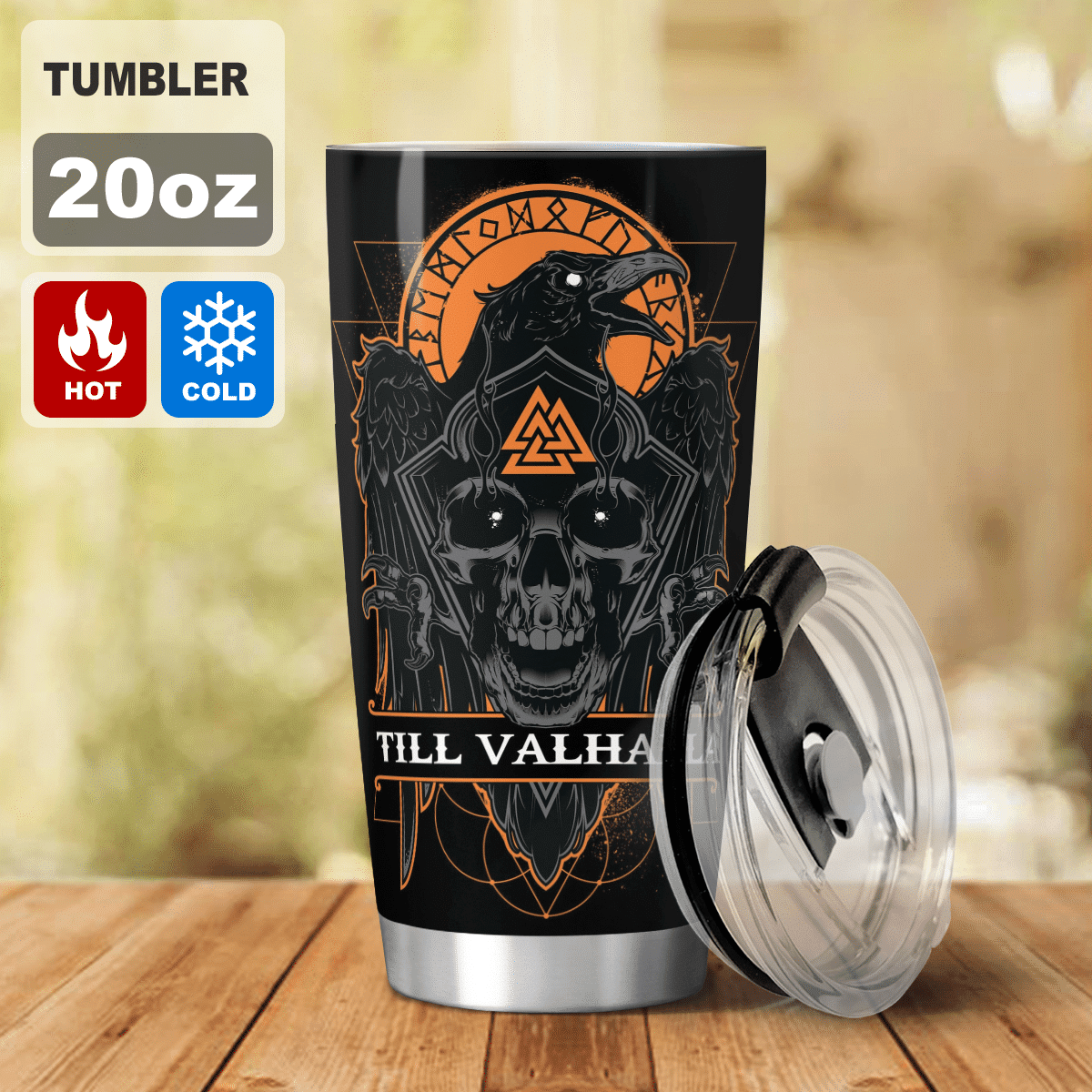 Till Valhalla - Raven Viking - Viking Tumbler - Myvikinggear Store