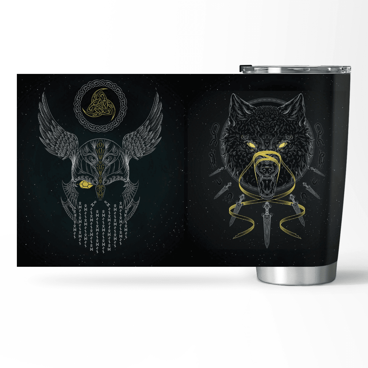 Odin And Wolf Tumbler | Viking Tumbler | Myvikinggear Store