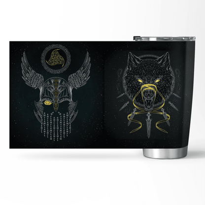 Odin And Wolf Tumbler | Viking Tumbler | Myvikinggear Store