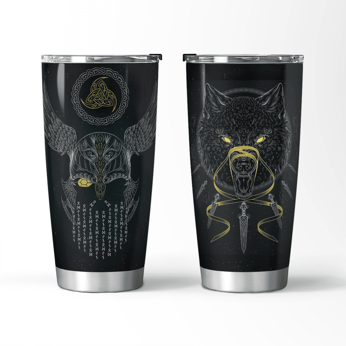 Odin And Wolf Tumbler | Viking Tumbler | Myvikinggear Store