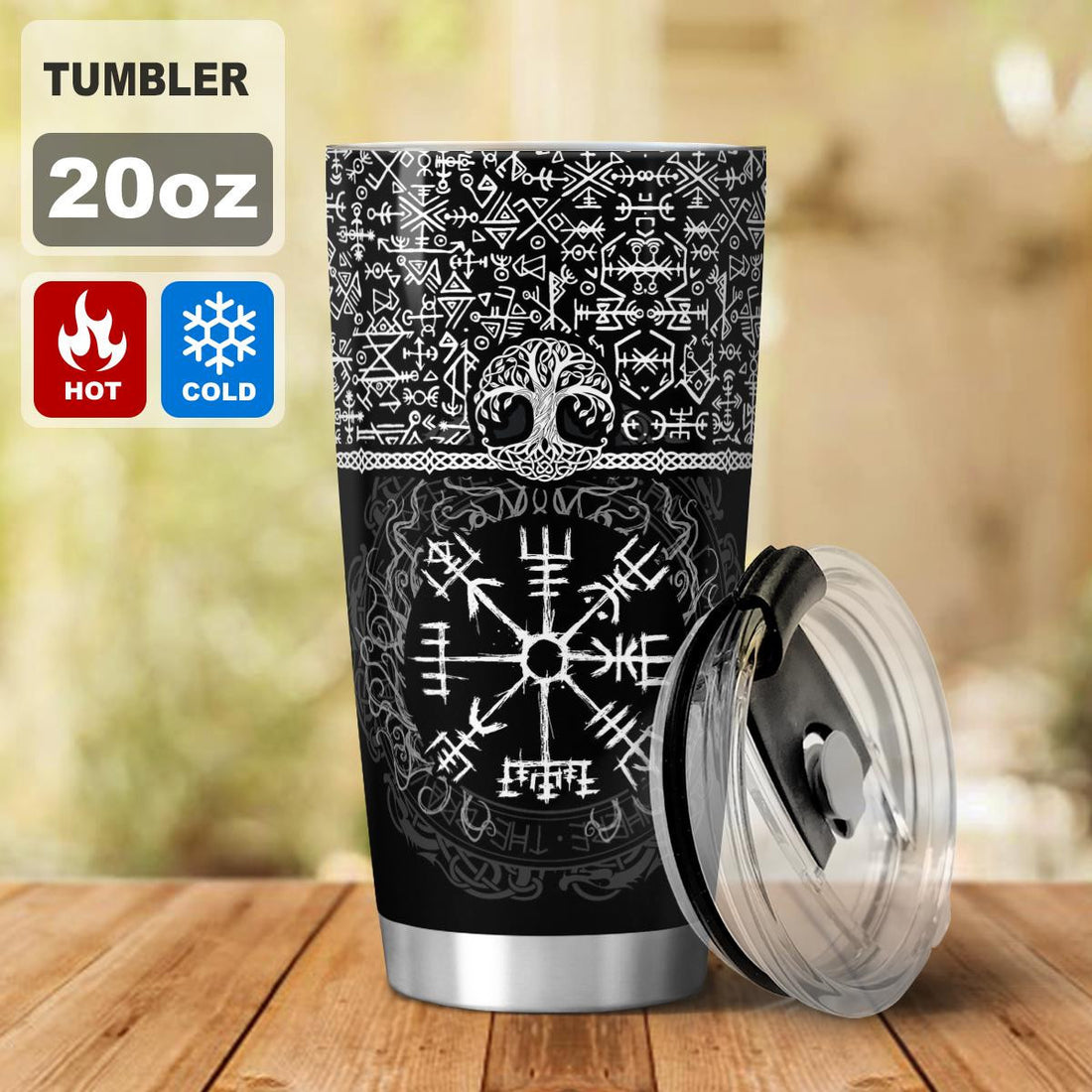 Vegvisir And Valknut - Viking Tumbler - Myvikinggear Store