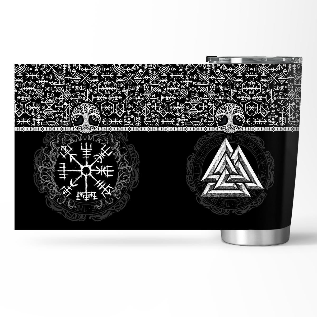 Vegvisir And Valknut - Viking Tumbler - Myvikinggear Store