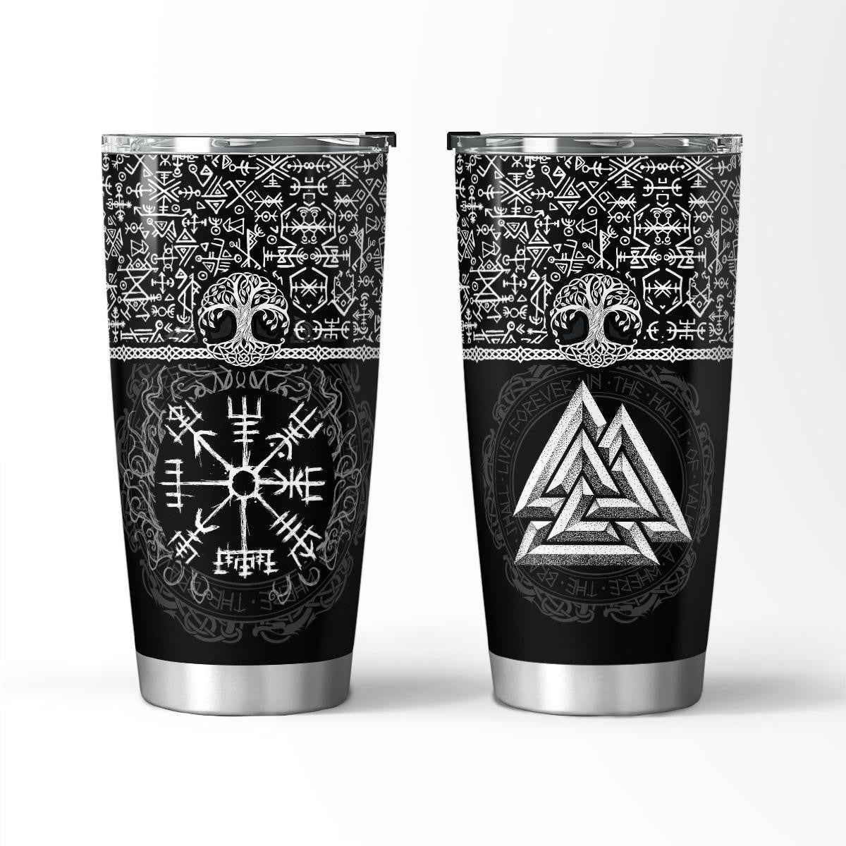 Vegvisir And Valknut - Viking Tumbler - Myvikinggear Store